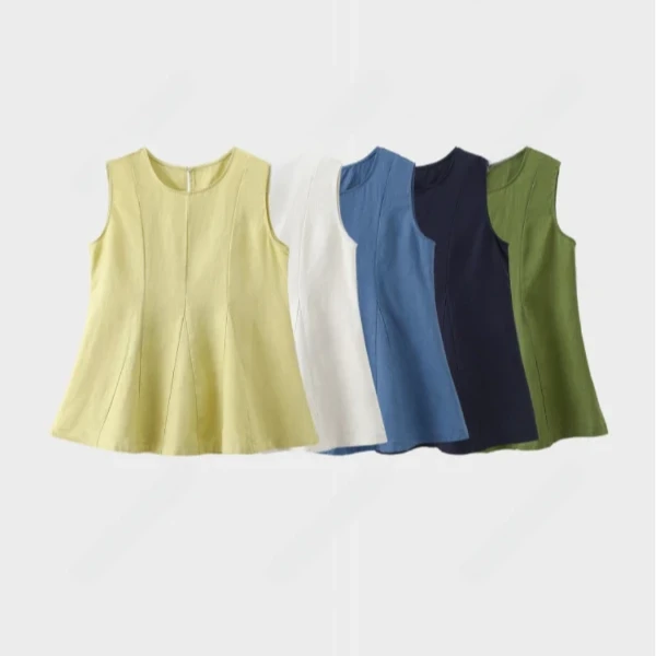 韩系文艺范荷叶边气质小衫通勤纯色吊带显瘦时尚休闲百搭