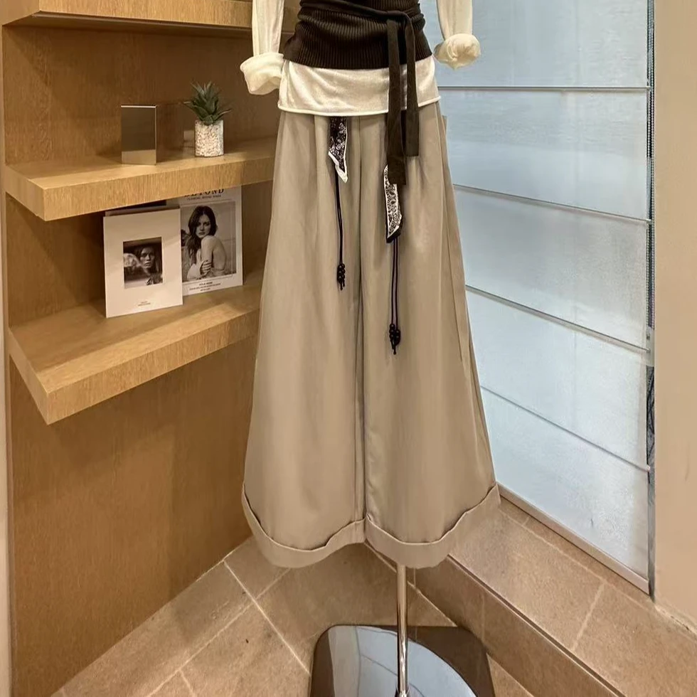 【左岸情书】设计感高腰显瘦垂感西装裤-31017（今天拍送腰带）