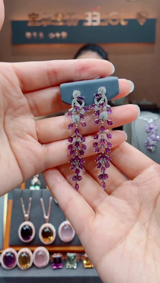 紫晶耳饰银S925镶嵌随***～紫晶耳饰