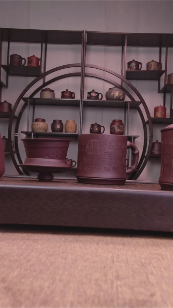 茶杯紫砂体验款百福三件套450-500CC容量