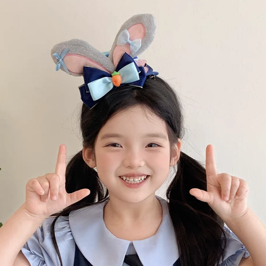 B-1452（满10米飞）pp 1个蓝色小兔迪帽子鸭夹   发圈