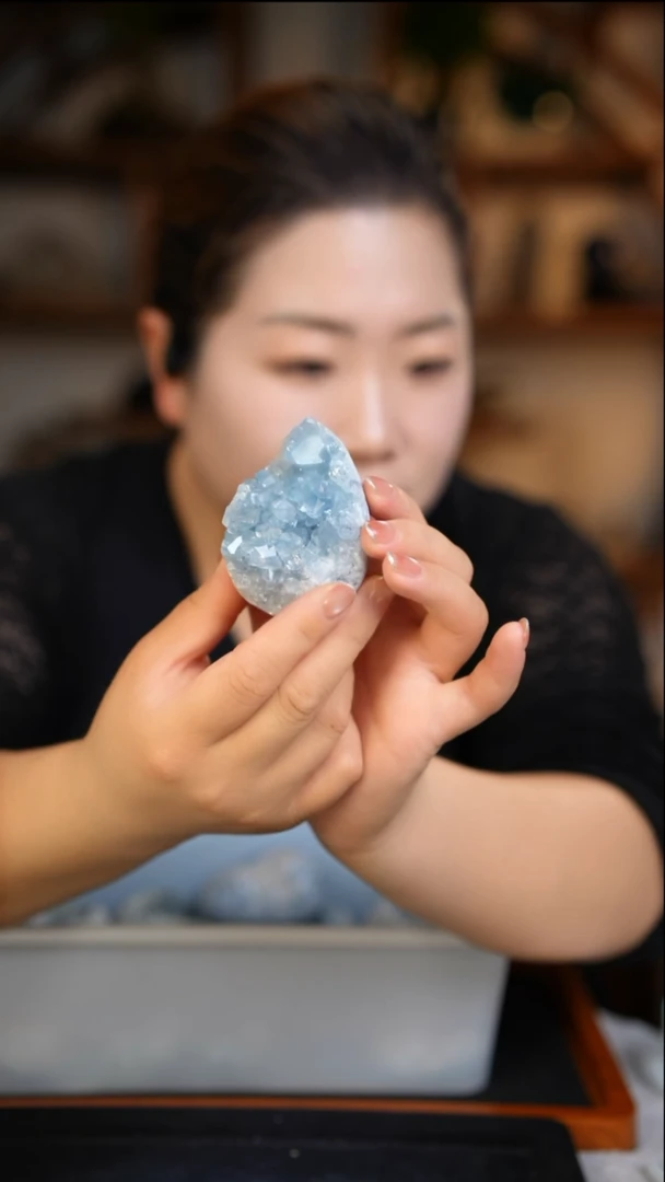 未镶嵌天青石原石天青石原石D28多样性发其一【配架子】