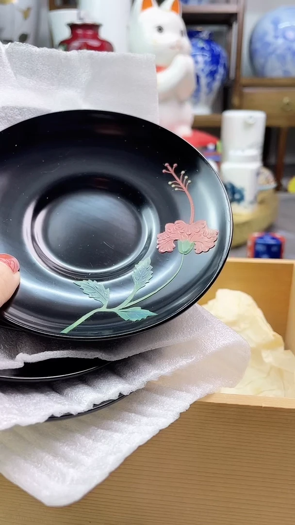 【闪购商品】盘琉球涂实木茶托4只