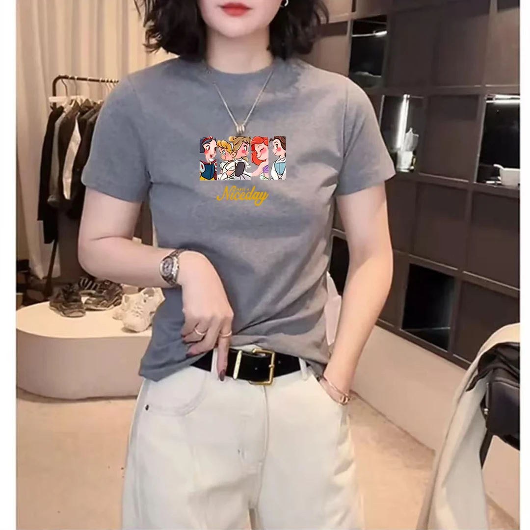 纯棉显瘦宽松半高领短袖t恤女2025夏季新款短款休闲半袖打底上衣