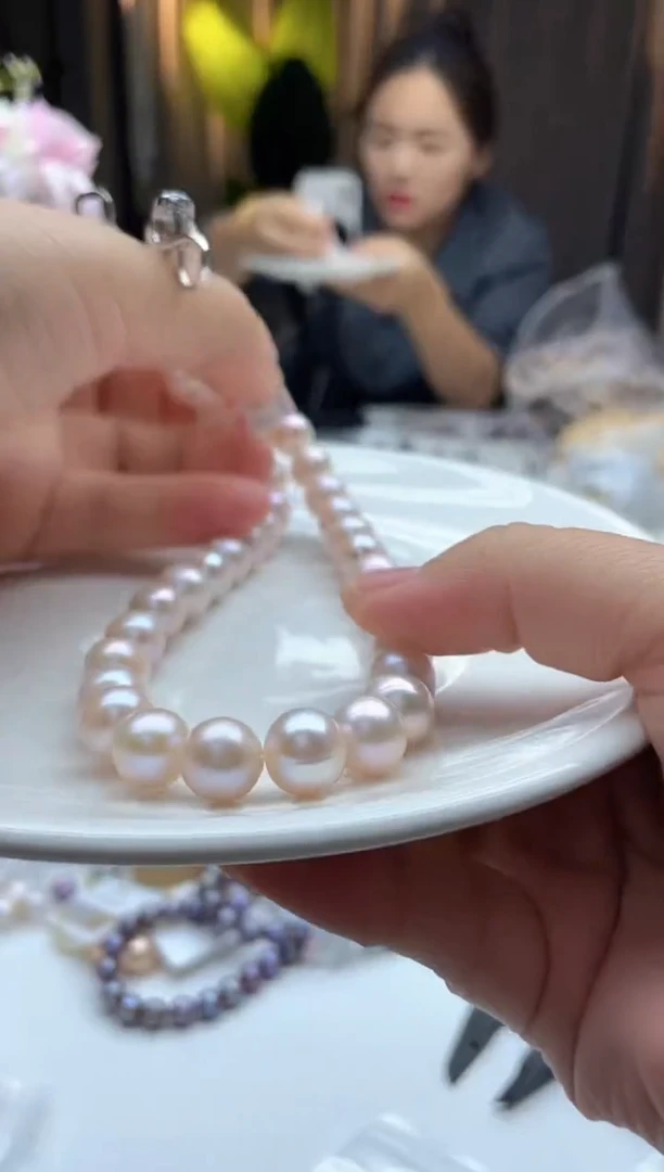 项链未镶嵌淡水珍珠590  9-11mm无核白头粉全珠项链