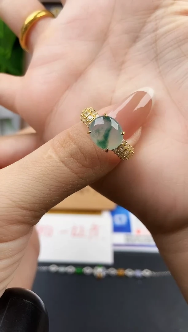 银S925镶嵌戒指翡翠12