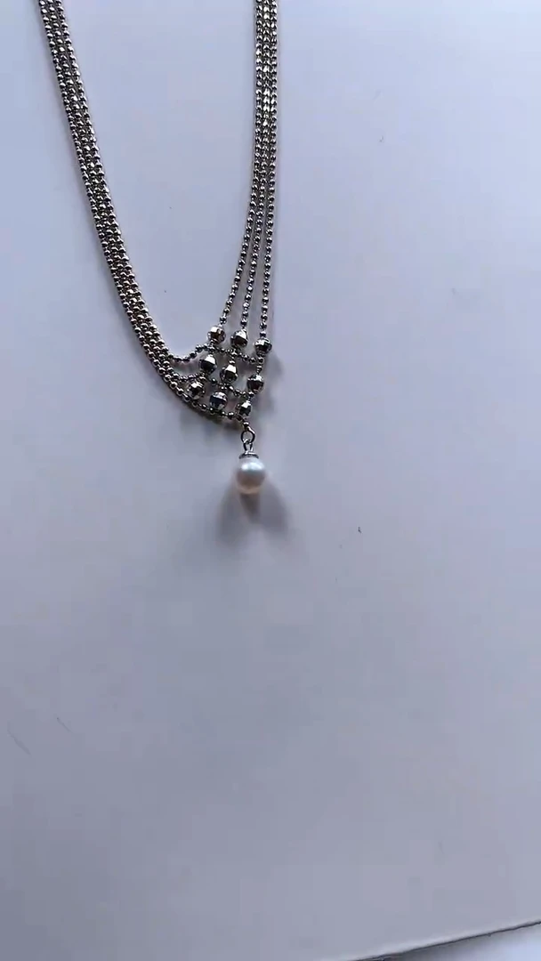 【闪购商品】海水珍珠颈饰银S925镶嵌镭射双层珍珠套链