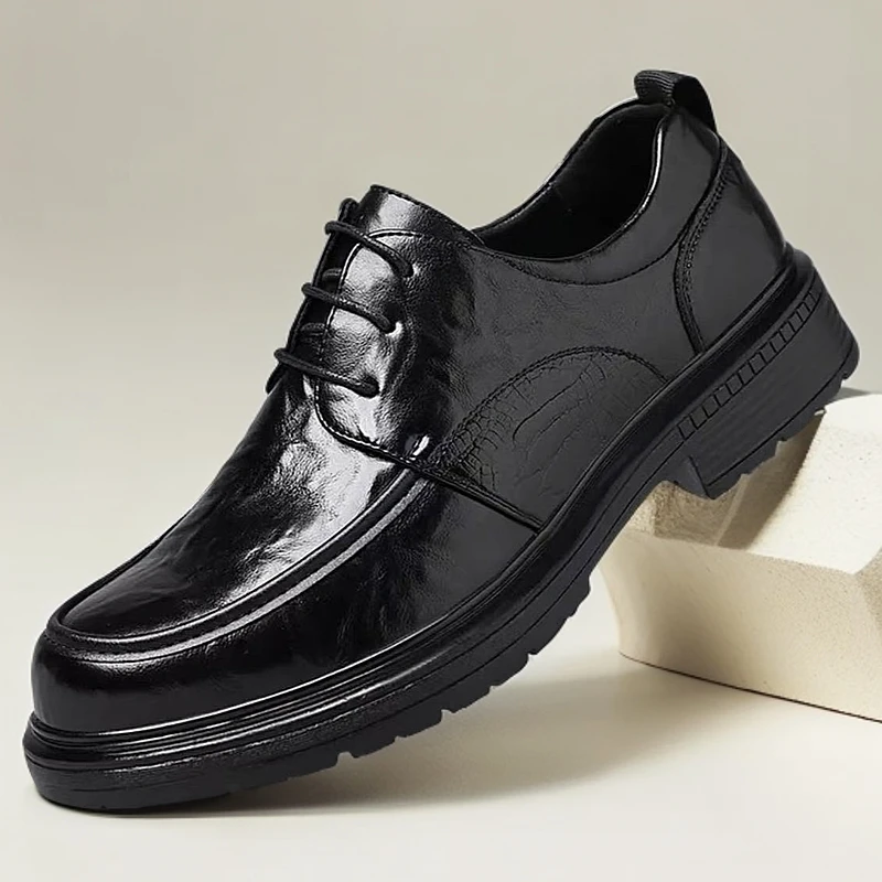 皮鞋男真皮牛皮商务正装新款2025百搭潮流软底休闲皮鞋2473-1