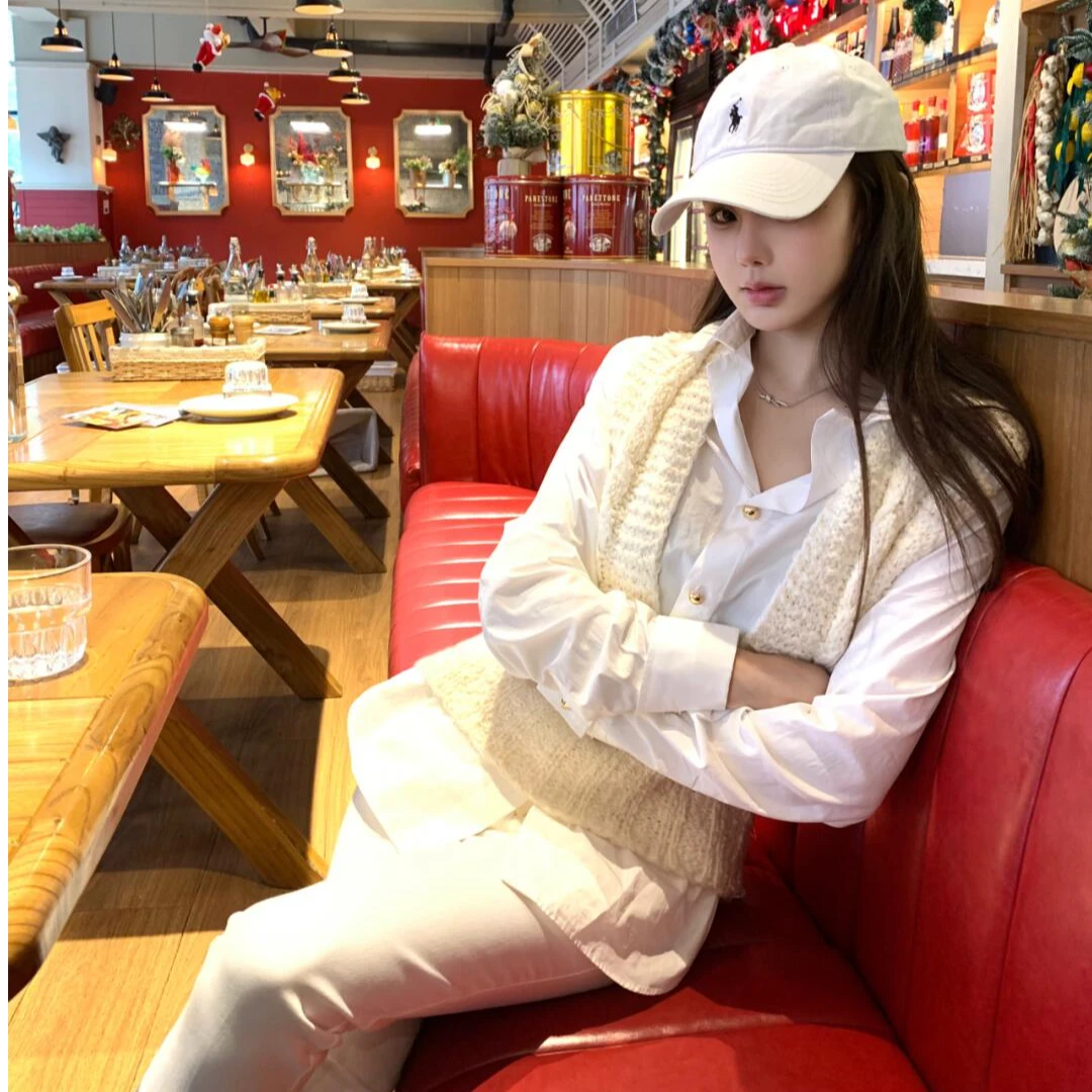 早秋新款时尚小香风女装长袖舒适衬衫针织慵懒风简约外穿修身马甲