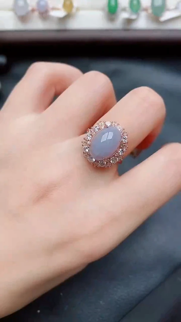 银S925镶嵌戒指翡翠...