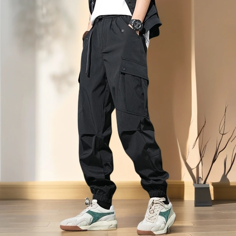 高街机能工装裤男春秋季宽松休闲裤子潮流多口袋运动冲锋束脚长裤