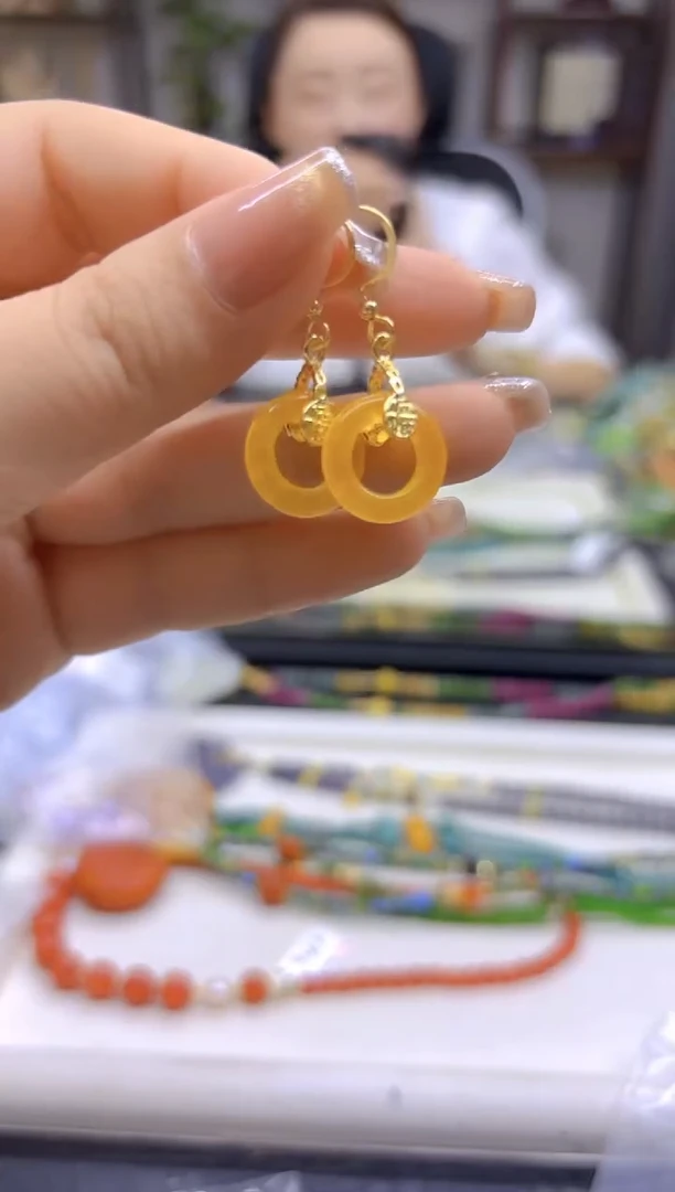 翡翠14K金镶嵌耳饰DIY款E360