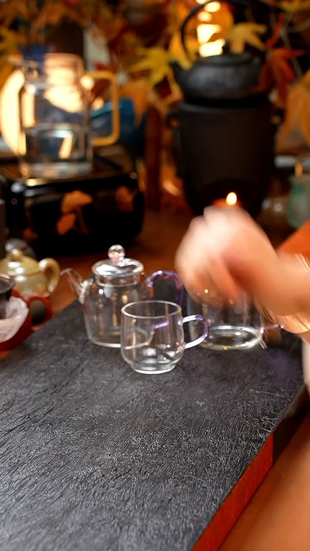 暗香疏影/秦权小泡壶/紫海棠+秦权匀杯/浅紫+水月杯2入/浅紫