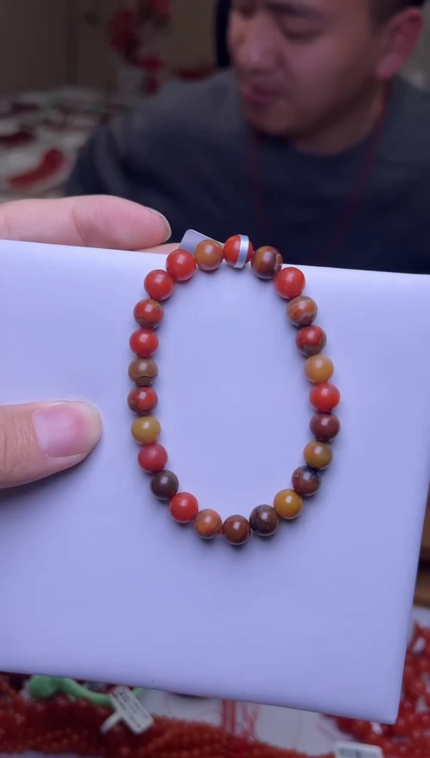 未镶嵌7mm南红玛瑙包浆圆珠单圈