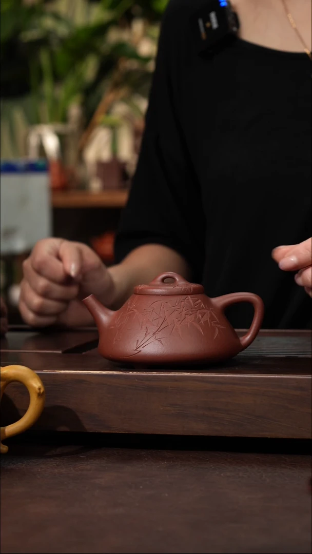茶壶紫砂刻竹石瓢