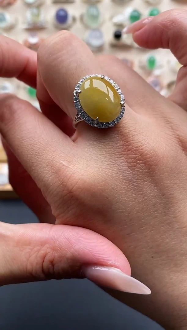 银S925镶嵌戒指翡翠缅甸天然A货翡翠111   4-9