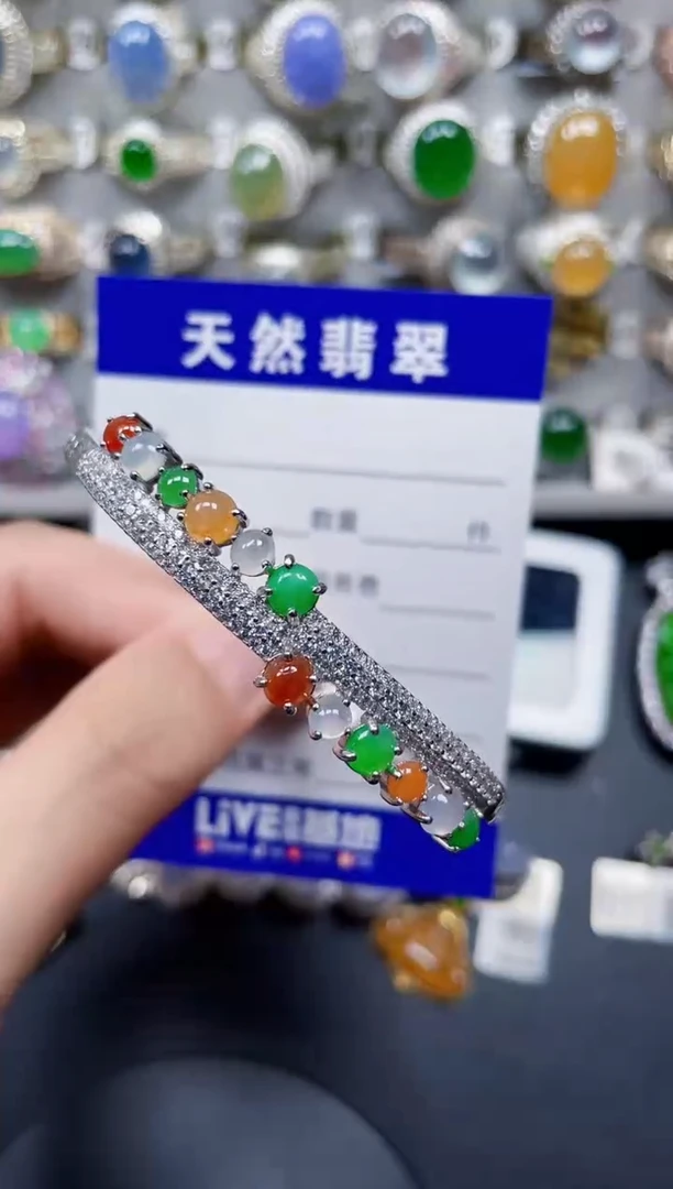 银S925镶嵌手镯翡翠154