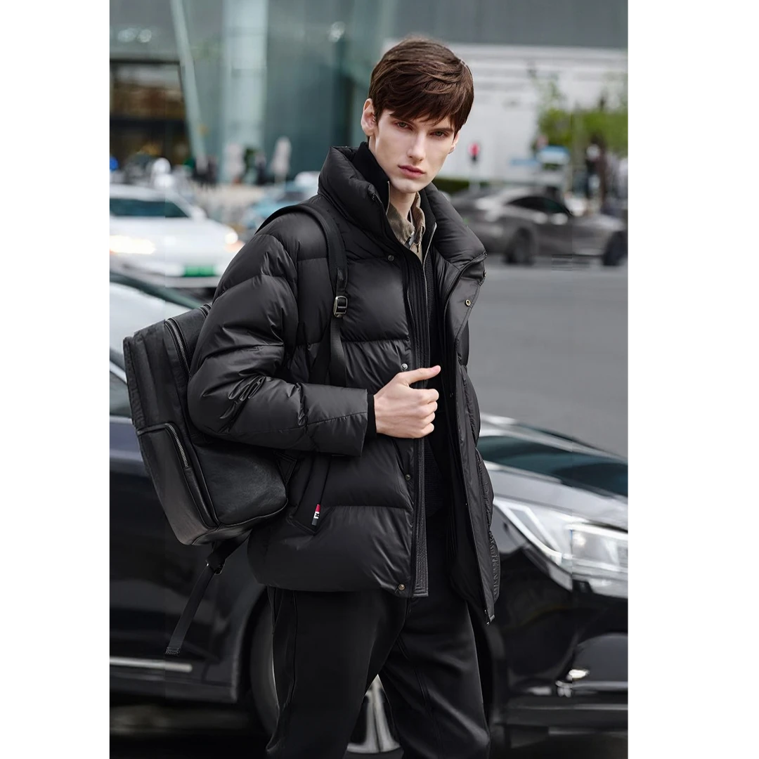 [明星同款三防]navigare意大利小帆船90绒立领羽绒服男保暖厚外套