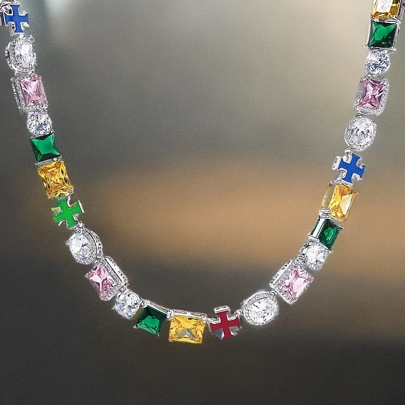 黄铜锆石手链 SSS马趣新款设计宫廷风彩色多切割异形宝石增强版