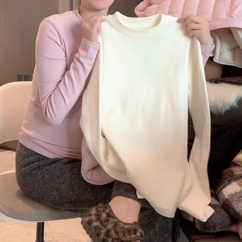 【裸感打底】加厚磨毛T恤亲肤百搭秋冬显瘦修身上衣LK2507419