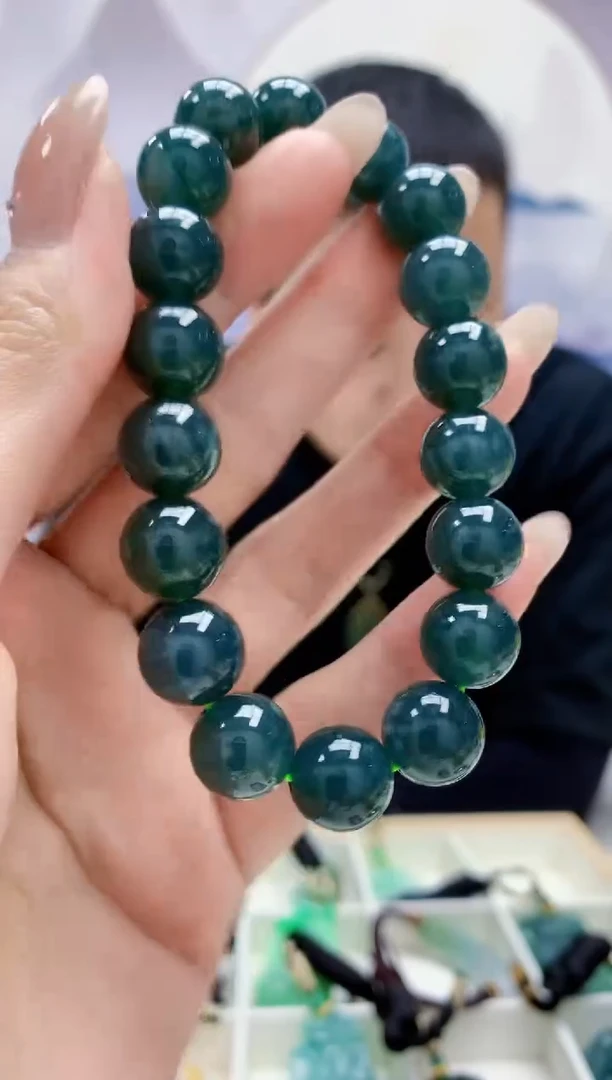 定制翡翠未镶嵌4898MM-毛货手串40