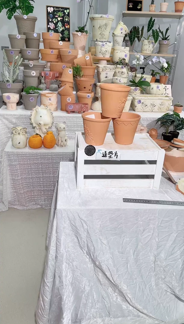 【闪购商品】陶3个不同无托红陶浮雕口径13*高度13