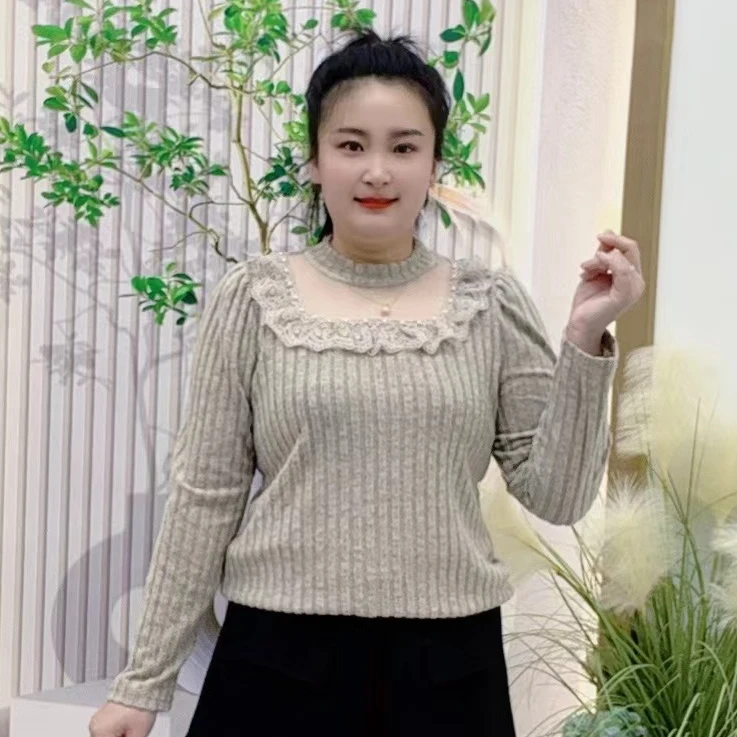 2025新款女装1265重工钉珠时尚网纱蕾丝拼接气质减龄百搭小衫