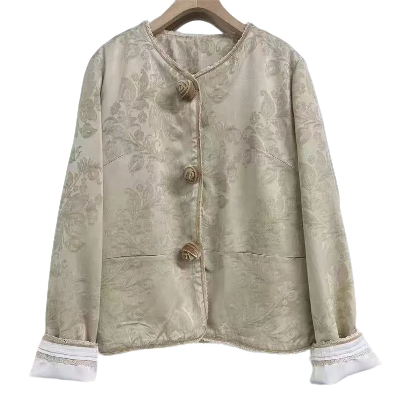 2025早春新款刺绣开衫小众设计感文艺绣花外套女气质米色上衣