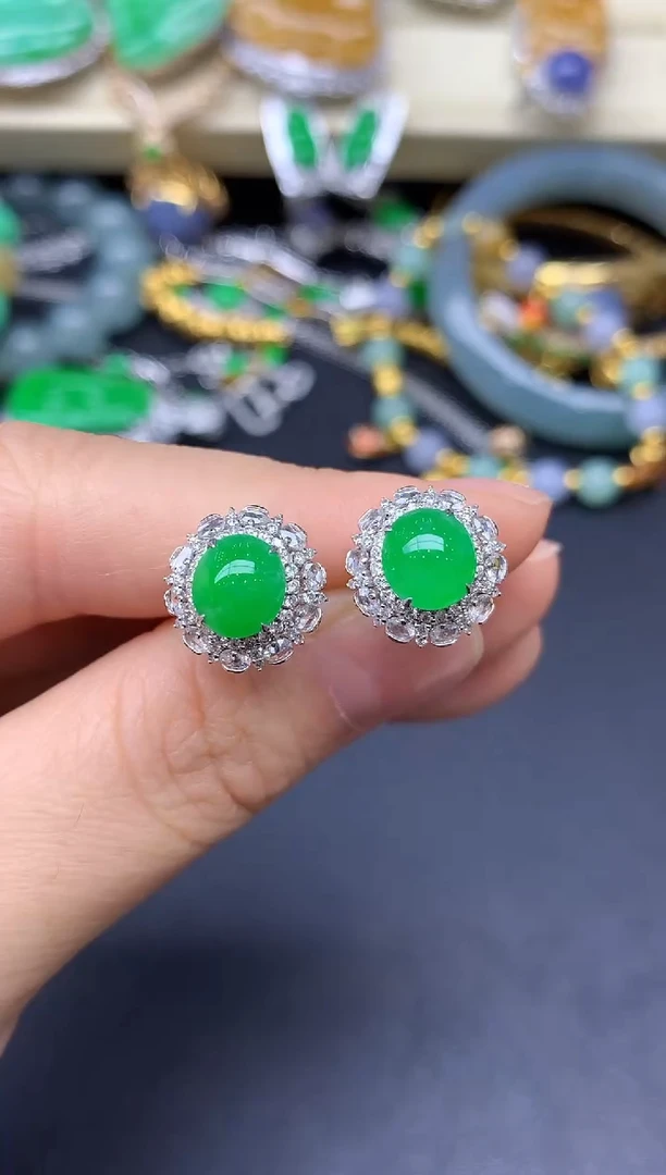 18K金镶嵌翡翠耳饰278-雪姐翡翠天天见