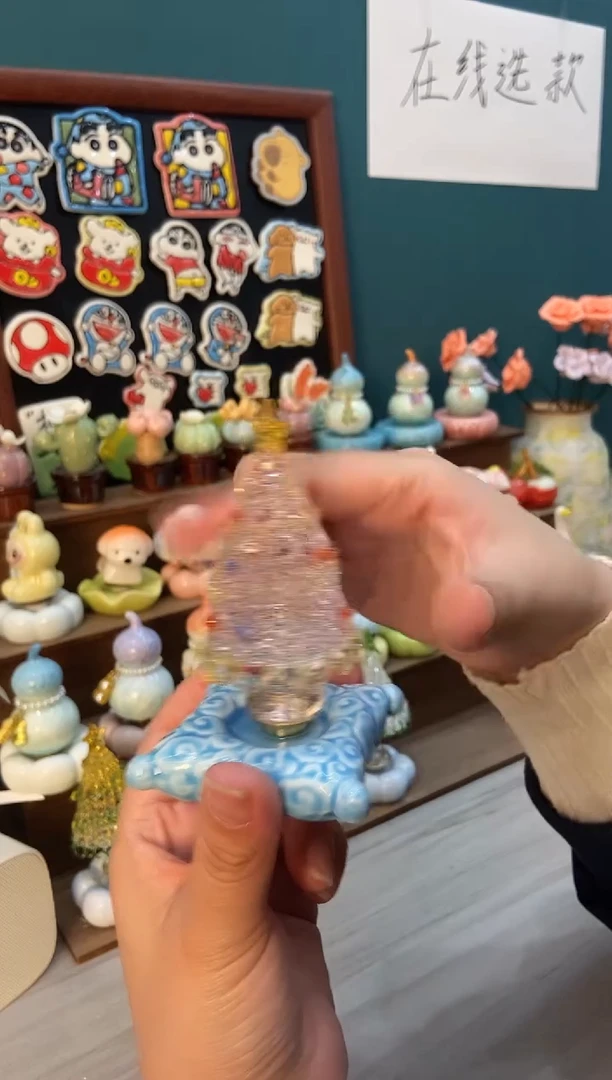 摆件陶粉色圣诞树