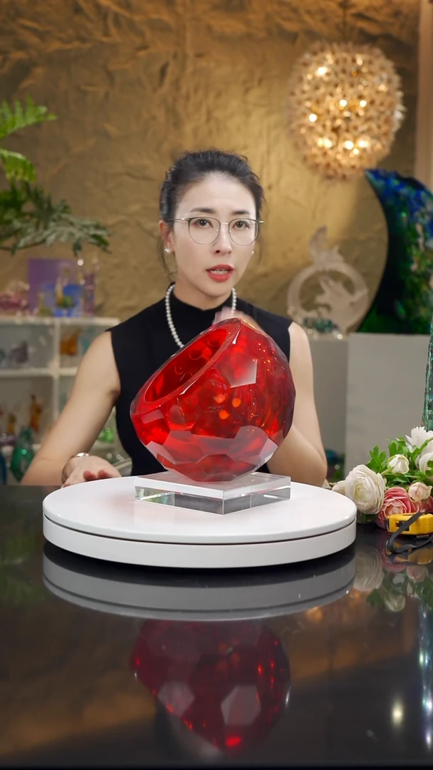 手工艺品琉璃金红蓝聚宝盆