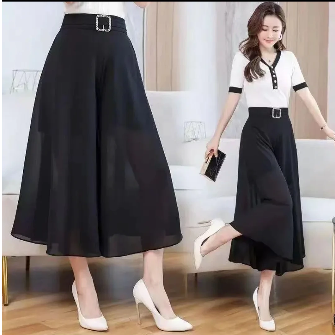 高档半身裤裙2025夏季新款时尚阔腿宽松时尚显瘦女裙裤2412