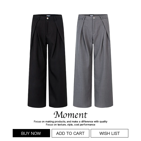 Moment高级感立体工字褶A字廓形设计西裤夏季通勤垂感老钱风