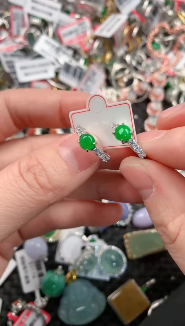 银S925镶嵌戒指翡翠222     10