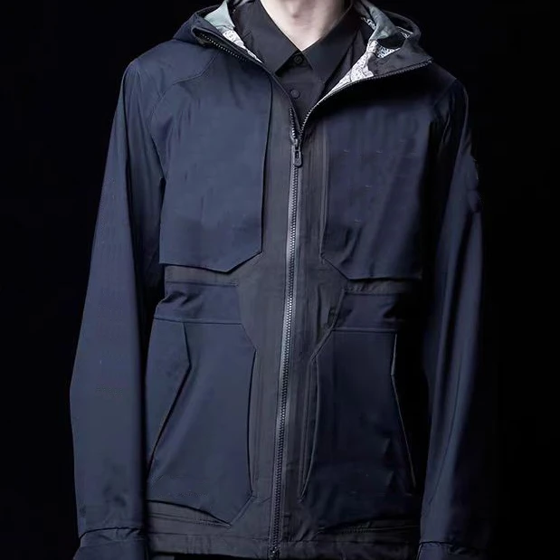 YH-白山机能黑色拼接立体裁剪防风防水外套