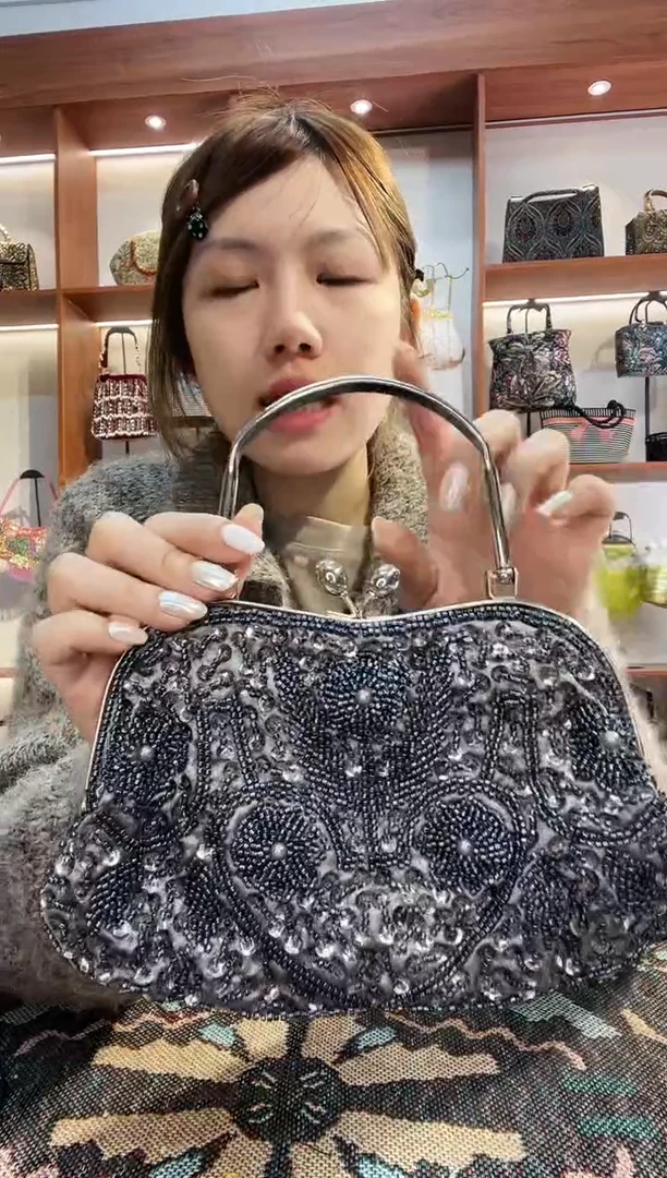 织物32号（多色可选）手工珠珠包包腋下斜跨包手拿包手提晚宴包