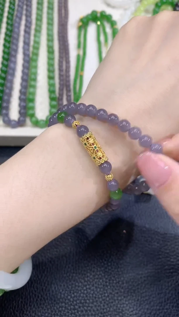 18K金镶嵌手链和田玉A27多样性发一件