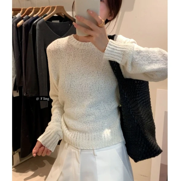 【芳龄F.LING】交织美学 后绑带毛针织衫设计感气质百搭温柔FL0710