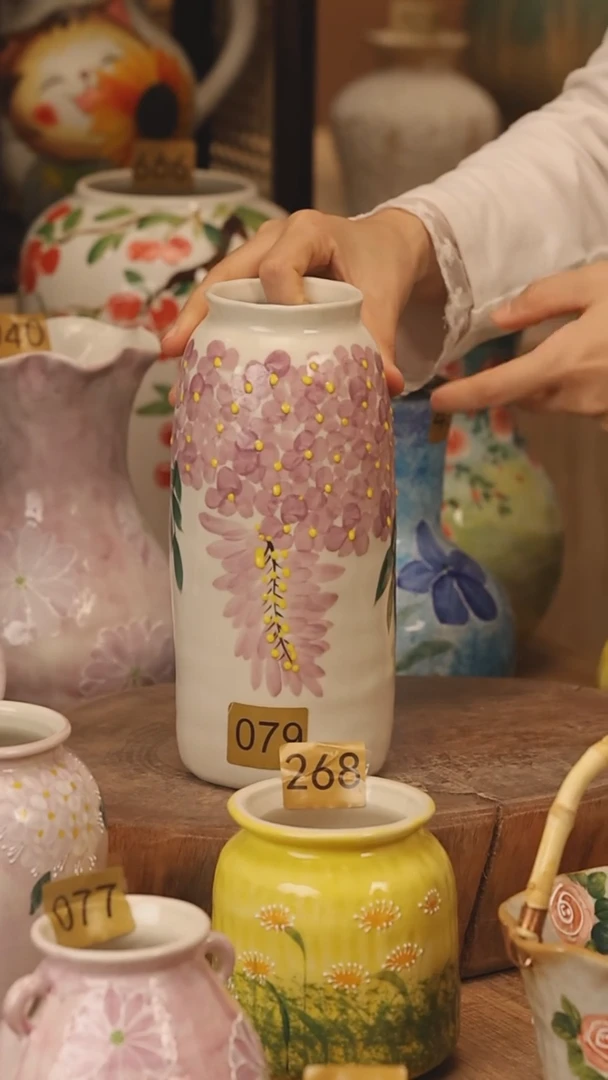 陶瓷景德镇设计师手作花器摆件侘寂风@M079@