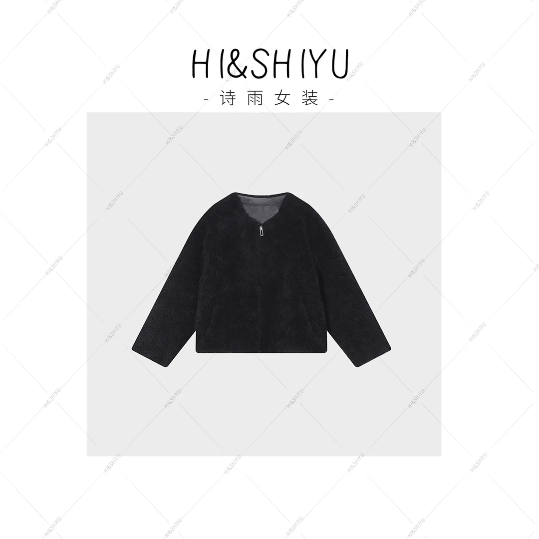 HISHIYU【宠溺绒冬】 秋冬圆领设计师款纯色绵羊毛外套W8F5 1399