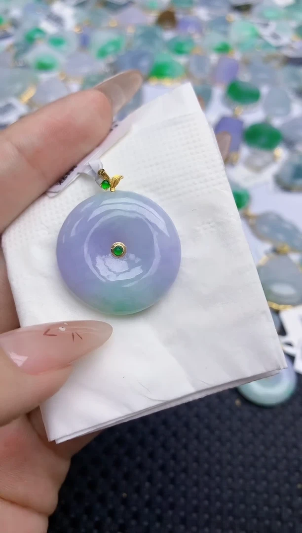 翡翠18K金镶嵌颈饰174   天然翡翠A货