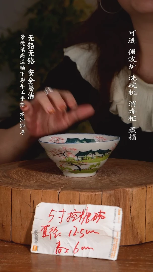 碗陶瓷景德镇高温瓷釉下彩手绘陶瓷