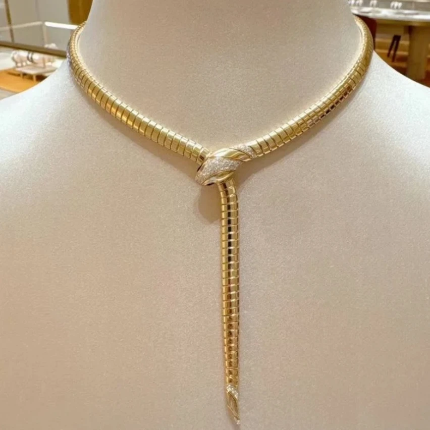 全新未使用 BVLGARI/宝格丽 【小花念念】 宝格丽蛇骨项链黄金钻石