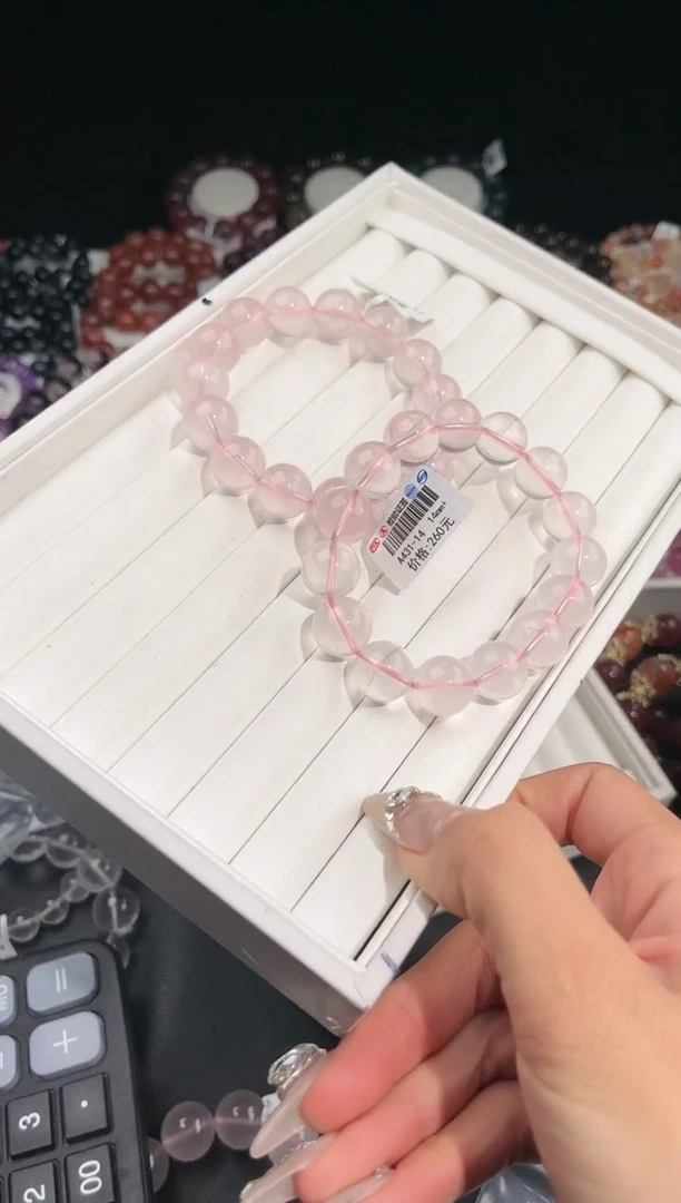 【闪购商品】水晶手链未镶嵌多样性发一莫粉14mm