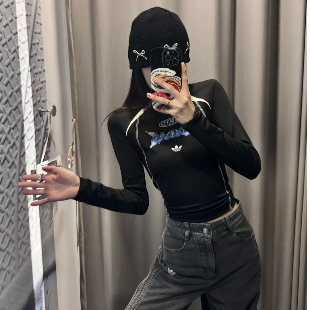 阿迪达斯三叶草欧若风 宽松运动上衣长袖T袖机车服 JM8029