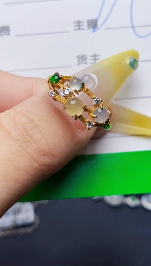 银S925镶嵌戒指翡翠7575