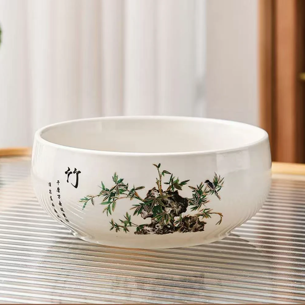 2013新中式花瓣形竹子陶瓷茶洗茶渣缸   JD2013-3