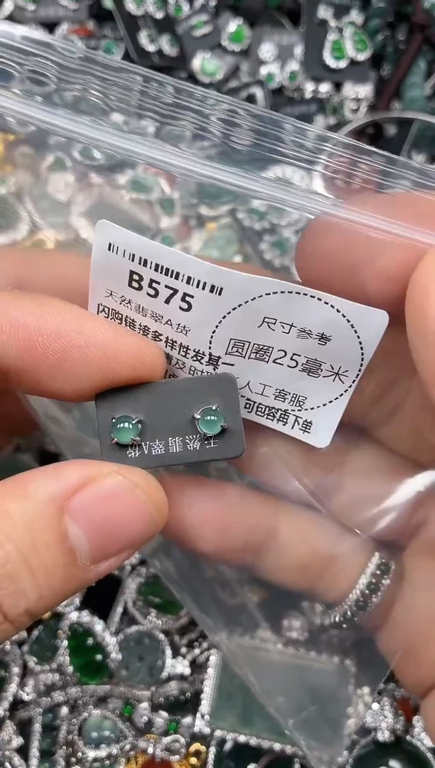 翡翠未镶嵌颈饰B575耳钉