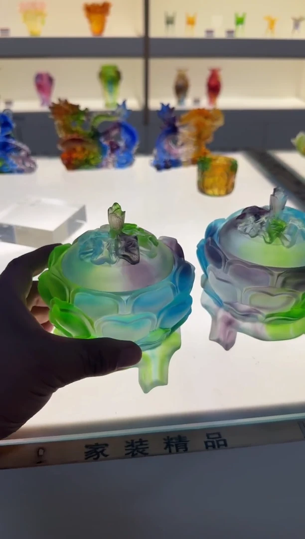 手工艺品琉璃莲花香炉