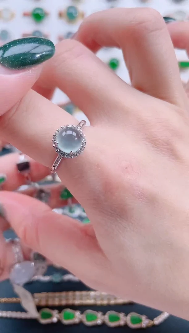 银S925镶嵌戒指翡翠天然翡翠